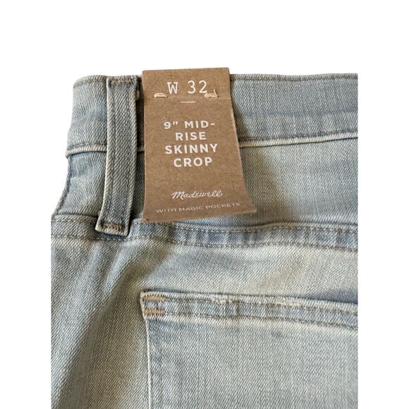 NWT Madewell 9" Mid-Rise Skinny Crop Jeans in Coolmax® Denim Edition Size 32 - Picture 4 of 5